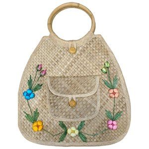 Vintage Boho Floral Flowers Straw Tote Bag Phillipines